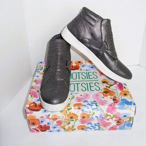 Mootsies Tootsies "Mavis" Pewter Slip-On High Top Sneakers Size 8.5